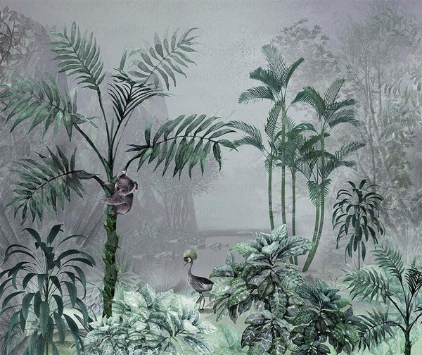 Palm Trees Nature Scene Tropical Wall Mural, Gray Custom Size Wallpaper, Non - Woven, Non - Pasted, Washable, Oversized Large Wall Art, Removable - Adawall Wallpaper - Registered Trade Accounts Only, Wallpaper Wholesale Account - A306-2 - Adawall Wholesale - Wallpaper Wholesaler