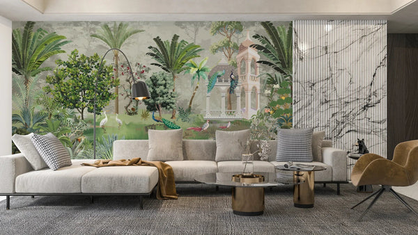 Palm Trees Tropical Wallpaper, Mughal Garden Wall Mural, Oversized Custom Size Wall Art, Non - Woven, Non - Adhesive, Modern Wall Paper, Removable - Adawall Wallpaper - Registered Trade Accounts Only, Wallpaper Wholesale Account - W77481 - Adawall Wholesale - Wallpaper Wholesaler