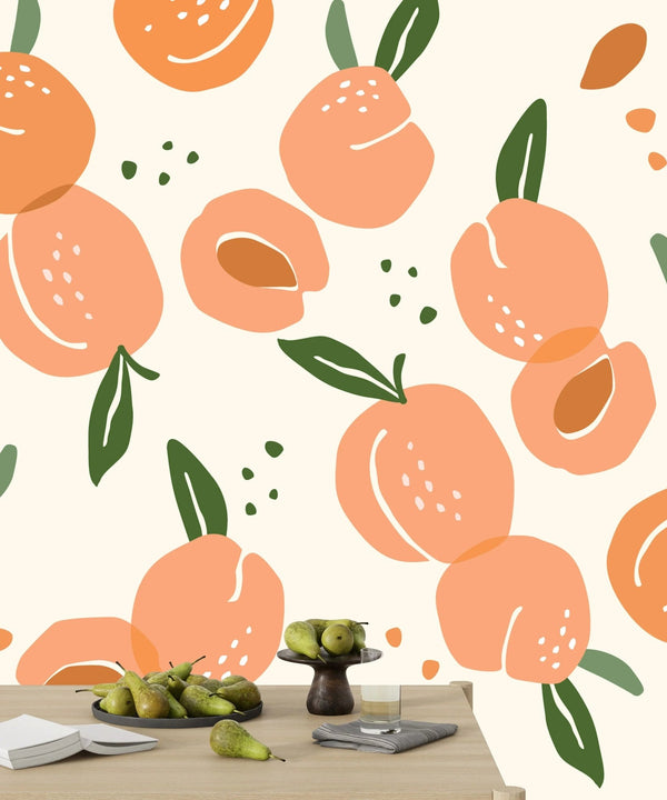 Peaches Wallpaper, Seamless Pattern Mural, Oversized Custom Size Wall Art, Non - Woven, Non - Adhesive, Modern Wall Paper, Removable - Adawall Wallpaper - Registered Trade Accounts Only, Wallpaper Wholesale Account - W78056 - Adawall Wholesale - Wallpaper Wholesaler