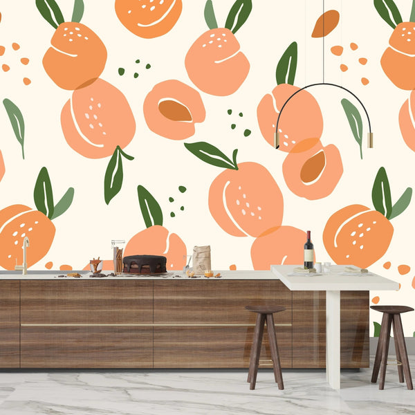 Peaches Wallpaper, Seamless Pattern Mural, Oversized Custom Size Wall Art, Non - Woven, Non - Adhesive, Modern Wall Paper, Removable - Adawall Wallpaper - Registered Trade Accounts Only, Wallpaper Wholesale Account - W78056 - Adawall Wholesale - Wallpaper Wholesaler