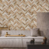 Realistic Embossed Brick Wallpaper, Beige, Orange Chevron Pattern Stone Wall Decor, Home Commercial Use Textured Wallcovering - Walloro High End Wallcoverings & More