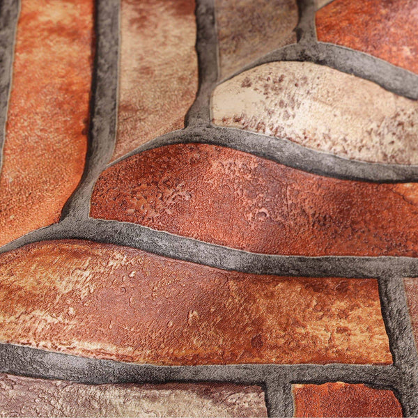 Realistic Embossed Brick Wallpaper, Red, Orange Chevron Pattern Stone Wall Decor, Home Commercial Use Textured Wallcovering - Walloro High End Wallcoverings & More