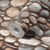 Realistic Embossed Oval Stone Wallpaper, Brown, Tan Farmhouse, Lodge Home Interior Design Wallcovering - Walloro High End Wallcoverings & More