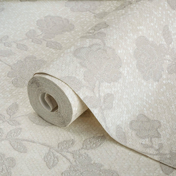 Rose Themed White Flowered Embossed Wallpaper, Home Wall Decor, Aesthetic Wallpaper, Textured Wallcovering Non - Adhesive - 41.7”W X 393”H - Adawall Wallpaper - Registered Trade Accounts Only, Wallpaper Wholesale Account - 1010-1 - Adawall Wholesale - Wallpaper Wholesaler