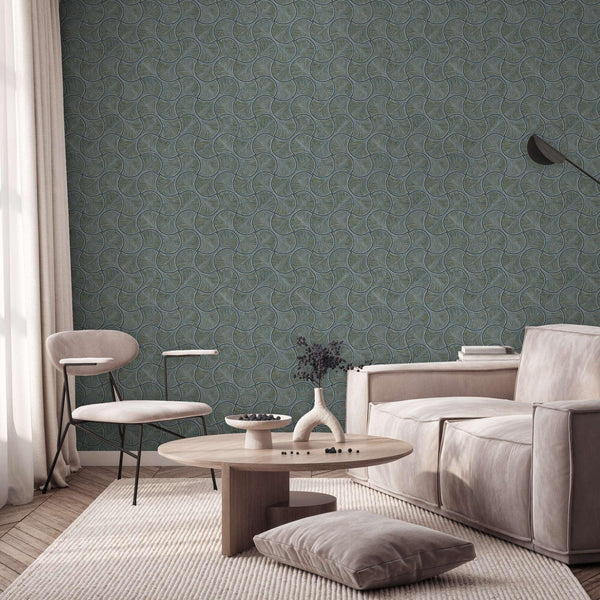 Round Geometric Shapes Deep Embossed Wallpaper, Brown Green Shiny Surface Textured Wall Accent Decor - Adawall Wallpaper - Registered Trade Accounts Only, Wallpaper Wholesale Account - 23201-6 - Adawall Wholesale - Wallpaper Wholesaler