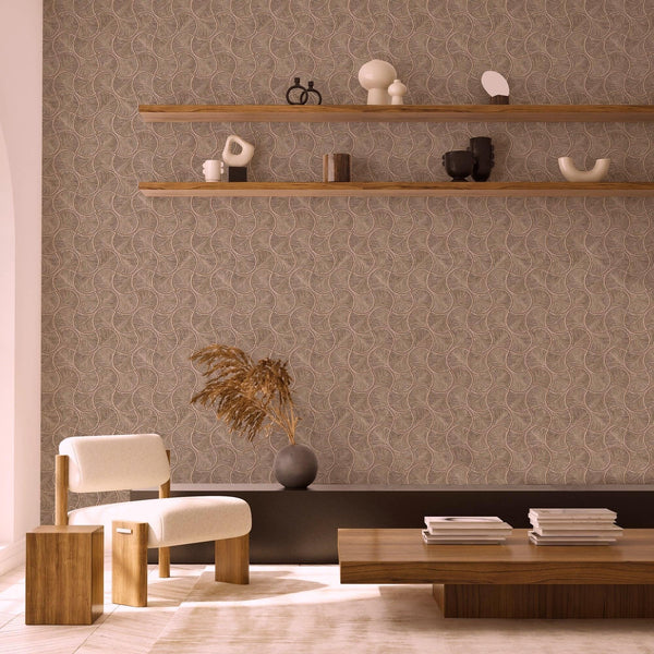Round Geometric Shapes Deep Embossed Wallpaper, Brown Shiny Surface Textured Wall Accent Decor - Adawall Wallpaper - Registered Trade Accounts Only, Wallpaper Wholesale Account - 23201-5 - Adawall Wholesale - Wallpaper Wholesaler