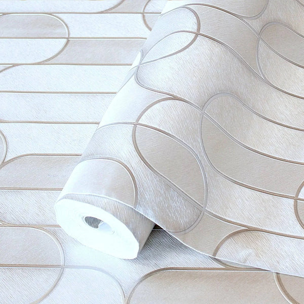 Rounded Shapes 3D Embossed Wallpaper, Cream Velvet Flocked Geometric Elegant Wallcovering - Adawall Wallpaper - Registered Trade Accounts Only, Wallpaper Wholesale Account - 1514-2 - Adawall Wholesale - Wallpaper Wholesaler
