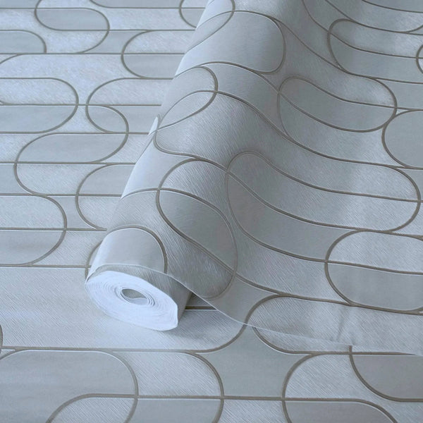Rounded Shapes 3D Embossed Wallpaper, Gray Velvet Flocked Geometric Elegant Wallcovering - Adawall Wallpaper - Registered Trade Accounts Only, Wallpaper Wholesale Account - 1514-3 - Adawall Wholesale - Wallpaper Wholesaler
