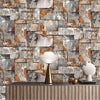 Rusted Metallic Stone Wallpaper, Realistic 3D Embossed Wall Decor, Industrial Aesthetic Wallcovering - Walloro High End Wallcoverings & More