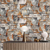Rusted Metallic Stone Wallpaper, Realistic 3D Embossed Wall Decor, Industrial Aesthetic Wallcovering - Adawall Wallpaper - Registered Trade Accounts Only, Wallpaper Wholesale Account - 23106-4 - Adawall Wholesale - Wallpaper Wholesaler