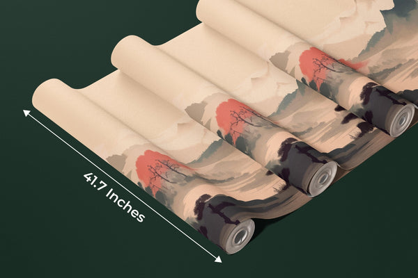 Sakura Trees Wallpaper, Traditional Ink Landscape Mural, Oversized Custom Size Wall Art, Non - Woven, Non - Adhesive, Modern Wall Paper, Removable - Adawall Wallpaper - Registered Trade Accounts Only, Wallpaper Wholesale Account - W78156 - Adawall Wholesale - Wallpaper Wholesaler