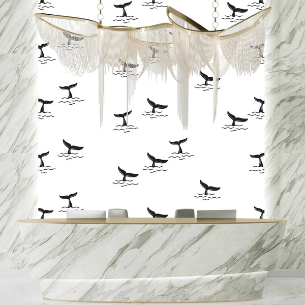 Shark Fin Wallpaper, Seamless Pattern Mural, Oversized Custom Size Wall Art, Non - Woven, Non - Adhesive, Modern Wall Paper, Removable - Adawall Wallpaper - Registered Trade Accounts Only, Wallpaper Wholesale Account - W77789 - Adawall Wholesale - Wallpaper Wholesaler