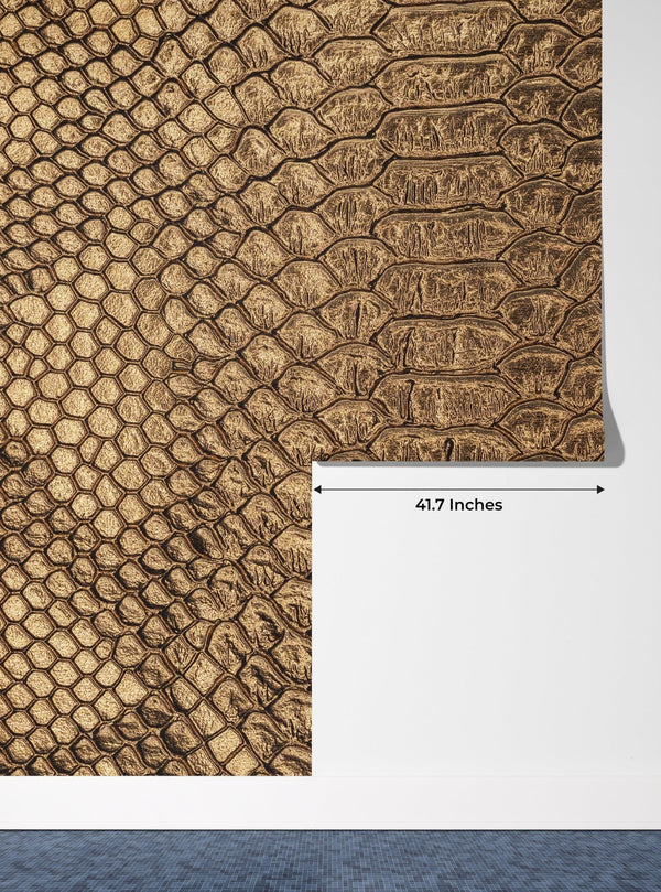 Snake Skin Texture Wallpaper, Golden Mural, Oversized Custom Size Wall Art, Non - Woven, Non - Adhesive, Modern Wall Paper, Removable - Adawall Wallpaper - Registered Trade Accounts Only, Wallpaper Wholesale Account - W77939 - Adawall Wholesale - Wallpaper Wholesaler