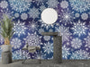 Snowflakes, Dark Blue and Purple Background Wallpaper, Seamless Pattern Mural, Oversized Custom Size Wall Art, Non - Woven, Non - Adhesive, Modern Wall Paper, Removable - Adawall Wallpaper - Registered Trade Accounts Only, Wallpaper Wholesale Account - W78033 - Adawall Wholesale - Wallpaper Wholesaler