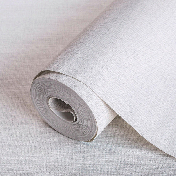 Solid Color Linen Textured Wallpaper, Light Gray Modern Neutral Colors Non-Pasted Wallcovering - Walloro High End Wallcoverings & More