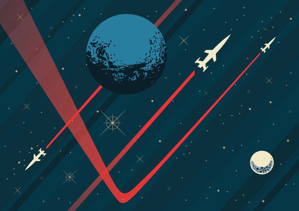 Space Wallpaper, Retro Future Style Mural, Oversized Custom Size Wall Art, Non - Woven, Non - Adhesive, Modern Wall Paper, Removable - Adawall Wallpaper - Registered Trade Accounts Only, Wallpaper Wholesale Account - W77800 - Adawall Wholesale - Wallpaper Wholesaler
