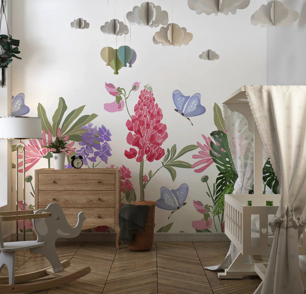 Spring Flowers Wallpaper, Seamless Pattern Mural, Oversized Custom Size Wall Art, Non - Woven, Non - Adhesive, Modern Wall Paper, Removable - Adawall Wallpaper - Registered Trade Accounts Only, Wallpaper Wholesale Account - W78014 - Adawall Wholesale - Wallpaper Wholesaler