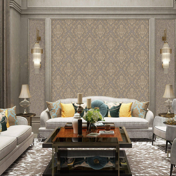 Stylish Baroque Deep Embossed Wallpaper, Tan, Brown Timeless Damask Ornate Patterns Sparkling Wallcovering, Elegant Washed Colors Design - Adawall Wallpaper - Registered Trade Accounts Only, Wallpaper Wholesale Account - 1405-4 - Adawall Wholesale - Wallpaper Wholesaler