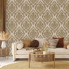 Stylish Baroque Deep Embossed Wallpaper, White, Gold, Timeless Damask Ornate Patterns Sparkling Wallcovering, Elegant Washed Colors Design - Adawall Wallpaper - Registered Trade Accounts Only, Wallpaper Wholesale Account - 1405-5 - Adawall Wholesale - Wallpaper Wholesaler