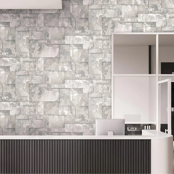 Stylish Rusted Gray Stone Metallic Wallpaper, Realistic 3D Embossed Industrial Wall Decor, Aesthetic Wallcovering - Adawall Wallpaper - Registered Trade Accounts Only, Wallpaper Wholesale Account - 23106-1 - Adawall Wholesale - Wallpaper Wholesaler