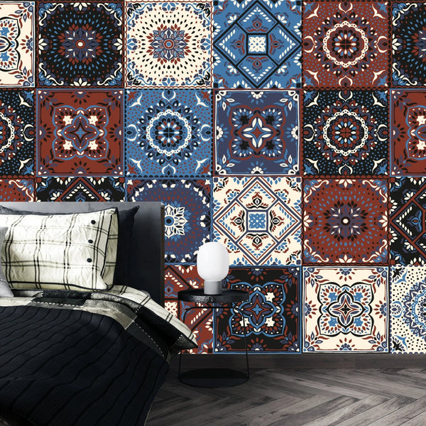 Talavera Ethnic Wallpaper, Seamless Pattern Mural, Oversized Custom Size Wall Art, Non - Woven, Non - Adhesive, Modern Wall Paper, Removable - Adawall Wallpaper - Registered Trade Accounts Only, Wallpaper Wholesale Account - W77678 - Adawall Wholesale - Wallpaper Wholesaler