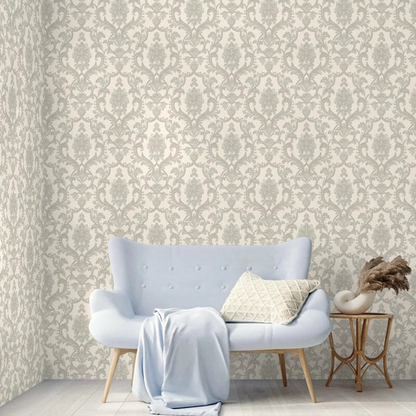 Timeless Ornate Embossed Wallpaper, White, Fabric Like, Rich 3D Textured Flocked Luxury Wallcovering Design, Non - Woven - Adawall Wallpaper - Registered Trade Accounts Only, Wallpaper Wholesale Account - 1407-1 - Adawall Wholesale - Wallpaper Wholesaler