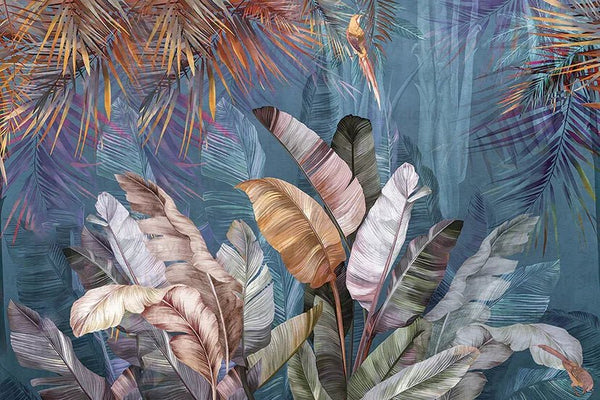 Tree Leaves Wall Mural, Blue Extra Large Wallpaper, Custom Size Wall Covering, Non - Woven, Non - Adhesive, Removable, Washable, Modern Stylish - Adawall Wallpaper - Registered Trade Accounts Only, Wallpaper Wholesale Account - FJ316-3 - Adawall Wholesale - Wallpaper Wholesaler
