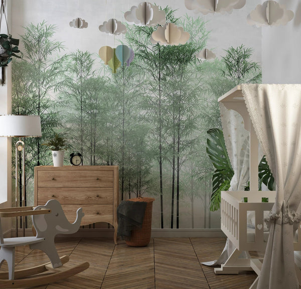 Trees Wallpaper, Foggy Forest Mural, Oversized Custom Size Wall Art, Non - Woven, Non - Adhesive, Modern Wall Paper, Removable - Adawall Wallpaper - Registered Trade Accounts Only, Wallpaper Wholesale Account - W77995 - Adawall Wholesale - Wallpaper Wholesaler