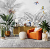 Tropical Animals Wallpaper, Black and White Drawing Wall Mural, Custom Size Wall Covering, Non - Woven, Non - Pasted, Removable, Art - Adawall Wallpaper - Registered Trade Accounts Only, Wallpaper Wholesale Account - FJ307-1 - Adawall Wholesale - Wallpaper Wholesaler