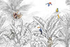 Tropical Animals Wallpaper, Black and White Drawing Wall Mural, Custom Size Wall Covering, Non - Woven, Non - Pasted, Removable, Art - Adawall Wallpaper - Registered Trade Accounts Only, Wallpaper Wholesale Account - FJ307-1 - Adawall Wholesale - Wallpaper Wholesaler