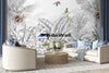 Tropical Animals Wallpaper, Blue Drawing Wall Mural, Custom Size Wall Covering, Non - Woven, Non - Pasted, Removable, Art - Adawall Wallpaper - Registered Trade Accounts Only, Wallpaper Wholesale Account - FJ307-2 - Adawall Wholesale - Wallpaper Wholesaler