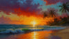 Tropical Beach, Golden Hour Wallpaper, Oil Painting Mural, Oversized Custom Size Wall Art, Non - Woven, Non - Adhesive, Modern Wall Paper, Removable - Adawall Wallpaper - Registered Trade Accounts Only, Wallpaper Wholesale Account - W77606 - Adawall Wholesale - Wallpaper Wholesaler