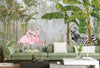 Tropical Forest Wall Mural, Flamingos, Zebra, Animals Wallpaper, Custom Size, Green Oversized Print, Wall Art, Nature Theme, Jungle, Removable - Adawall Wallpaper - Registered Trade Accounts Only, Wallpaper Wholesale Account - A313-2 - Adawall Wholesale - Wallpaper Wholesaler