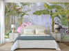 Tropical Forest Wall Mural, Flamingos, Zebra, Animals Wallpaper, Custom Size, Light Green Oversized Print, Wall Art, Nature Theme, Jungle, Removable - Adawall Wallpaper - Registered Trade Accounts Only, Wallpaper Wholesale Account - A313-1 - Adawall Wholesale - Wallpaper Wholesaler