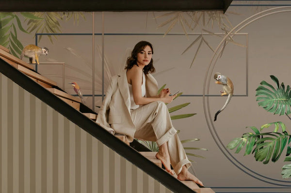 Tropical Jungle Wall Mural, Forest Wallpaper, Green Tree Leaf Bird, Custom Size, Non - Woven, Modern Wall Paper, Non - Pasted, Washable, Removable - Adawall Wallpaper - Registered Trade Accounts Only, Wallpaper Wholesale Account - FJ300-3 - Adawall Wholesale - Wallpaper Wholesaler