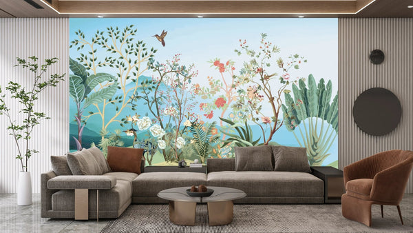 Tropical Jungle Wallpaper, Trees Mural, Oversized Custom Size Wall Art, Non - Woven, Non - Adhesive, Modern Wall Paper, Removable - Adawall Wallpaper - Registered Trade Accounts Only, Wallpaper Wholesale Account - W77706 - Adawall Wholesale - Wallpaper Wholesaler