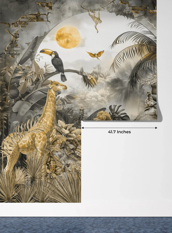 Tropical Landscape Wallpaper, Safari Animals Mural, Oversized Custom Size Wall Art, Non - Woven, Non - Adhesive, Modern Wall Paper, Removable - Adawall Wallpaper - Registered Trade Accounts Only, Wallpaper Wholesale Account - W78136 - Adawall Wholesale - Wallpaper Wholesaler