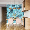 Tropical Plants, Blue Background Wallpaper, Seamless Pattern Mural, Oversized Custom Size Wall Art, Non - Woven, Non - Adhesive, Modern Wall Paper, Removable - Adawall Wallpaper - Registered Trade Accounts Only, Wallpaper Wholesale Account - W77702 - Adawall Wholesale - Wallpaper Wholesaler