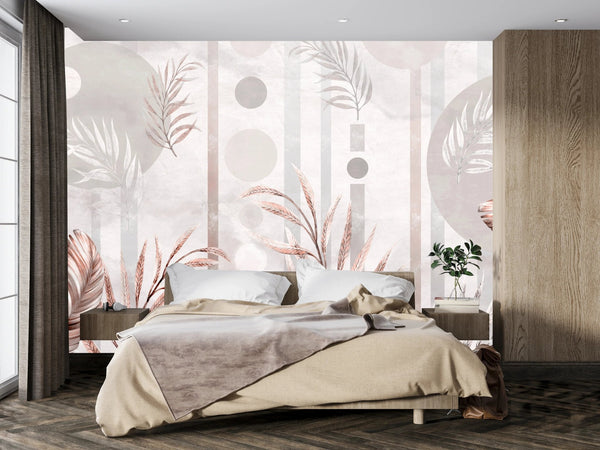Tropical Plants Wallpaper, Geometric Shapes Mural, Oversized Custom Size Wall Art, Non - Woven, Non - Adhesive, Modern Wall Paper, Removable - Adawall Wallpaper - Registered Trade Accounts Only, Wallpaper Wholesale Account - W77812 - Adawall Wholesale - Wallpaper Wholesaler