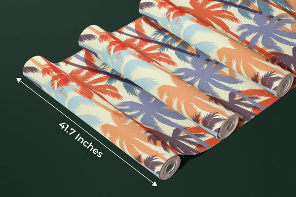 Tropical Summer Print with Palms Wallpaper, Seamless Pattern Mural, Oversized Custom Size Wall Art, Non - Woven, Non - Adhesive, Modern Wall Paper, Removable - Adawall Wallpaper - Registered Trade Accounts Only, Wallpaper Wholesale Account - W78048 - Adawall Wholesale - Wallpaper Wholesaler