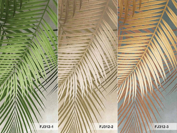 Tropical Tree Leaves Wallpaper, Above the Bed Wall Mural, Beige Leaves Custom Size Wall Covering, Non - Woven, Non - Pasted, Washable, Removable - Adawall Wallpaper - Registered Trade Accounts Only, Wallpaper Wholesale Account - FJ312-2 - Adawall Wholesale - Wallpaper Wholesaler