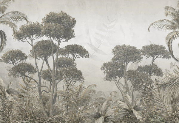 Tropical Trees Wallpaper, Foggy Forest Mural, Oversized Custom Size Wall Art, Non - Woven, Non - Adhesive, Modern Wall Paper, Removable - Adawall Wallpaper - Registered Trade Accounts Only, Wallpaper Wholesale Account - W77988 - Adawall Wholesale - Wallpaper Wholesaler