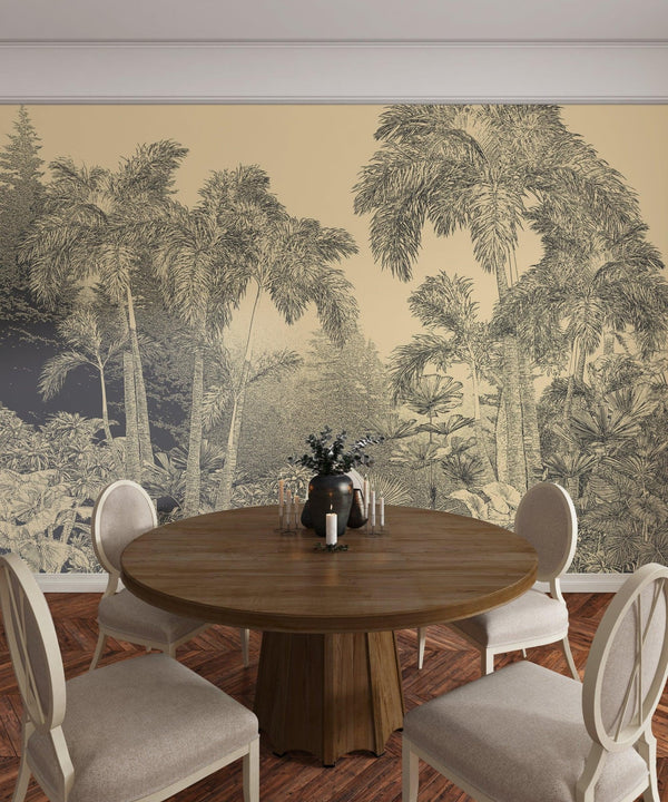 Tropical Trees Wallpaper, Foggy Forest Mural, Oversized Custom Size Wall Art, Non - Woven, Non - Adhesive, Modern Wall Paper, Removable - Adawall Wallpaper - Registered Trade Accounts Only, Wallpaper Wholesale Account - W78148 - Adawall Wholesale - Wallpaper Wholesaler