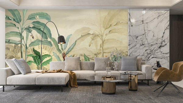 Tropical Trees Wallpaper, Tropical Leaves Wall Mural, Oversized Custom Size Wall Art, Non - Woven, Non - Adhesive, Modern Wall Paper, Removable - Adawall Wallpaper - Registered Trade Accounts Only, Wallpaper Wholesale Account - W77480 - Adawall Wholesale - Wallpaper Wholesaler