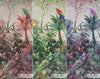 Tropical Wall Mural, Nature Palm Tree Purple Parrot Wallpaper, Jungle Forest Theme, Non-Woven, Non-Adhesive, Removable, Exotic Wall Print Art, Interior Decor - Walloro High End Wallcoverings & More