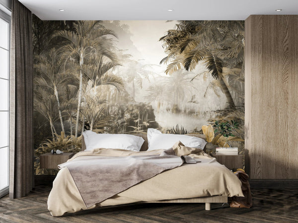 Tropical Wallpaper, Foggy Forest Mural, Oversized Custom Size Wall Art, Non - Woven, Non - Adhesive, Modern Wall Paper, Removable - Adawall Wallpaper - Registered Trade Accounts Only, Wallpaper Wholesale Account - W77987 - Adawall Wholesale - Wallpaper Wholesaler