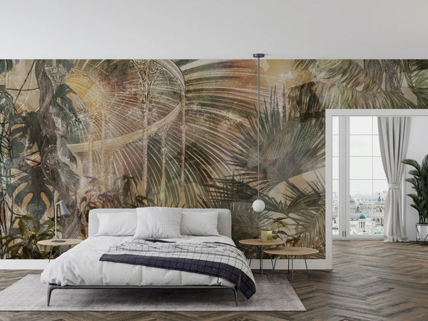 Tropics Painted Wallpaper, Vintage Mural, Oversized Custom Size Wall Art, Non - Woven, Non - Adhesive, Modern Wall Paper, Removable - Adawall Wallpaper - Registered Trade Accounts Only, Wallpaper Wholesale Account - W77508 - Adawall Wholesale - Wallpaper Wholesaler