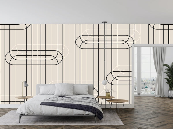 Vertical Lines, Oval Shapes Wallpaper, Seamless Pattern Mural, Oversized Custom Size Wall Art, Non - Woven, Non - Adhesive, Modern Wall Paper, Removable - Adawall Wallpaper - Registered Trade Accounts Only, Wallpaper Wholesale Account - W78194 - Adawall Wholesale - Wallpaper Wholesaler