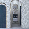 Victorian Damask Striped Wallpaper, Silver, White Rich Textured Embossed Wall Paper, Extra Wide 114 sq ft Roll, Wall Covering, Washable - Adawall Wallpaper - Registered Trade Accounts Only, Wallpaper Wholesale Account - 1305-2 - Adawall Wholesale - Wallpaper Wholesaler