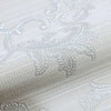 Victorian Damask Striped Wallpaper, White, Gray Rich Textured Embossed Wall Paper, Extra Wide 114 sq ft Roll, Modern Wall Covering, Sturdy, Washable - Walloro High End Wallcoverings & More